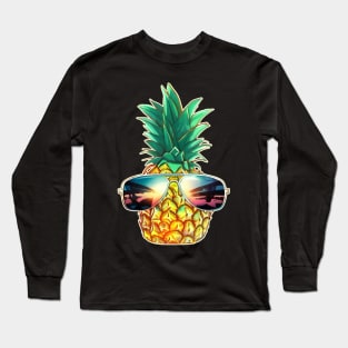 Hawaiian Pineapple with Sunglasses Aloha Beach Long Sleeve T-Shirt